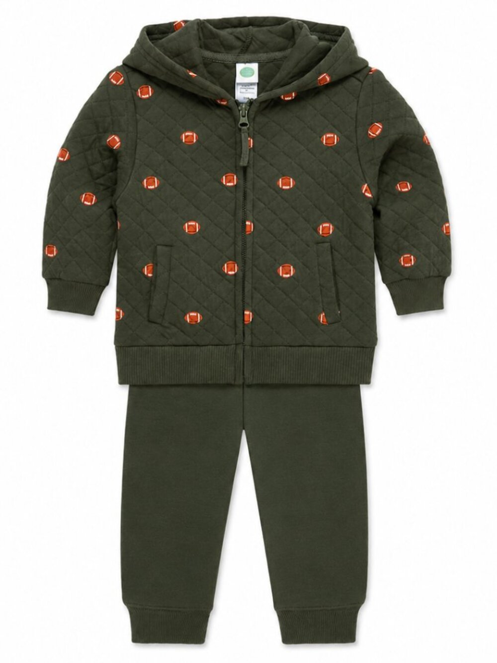NWT Little Me Toddler Boy 2-Piece Jogger Set Football Embroidered Hoodie